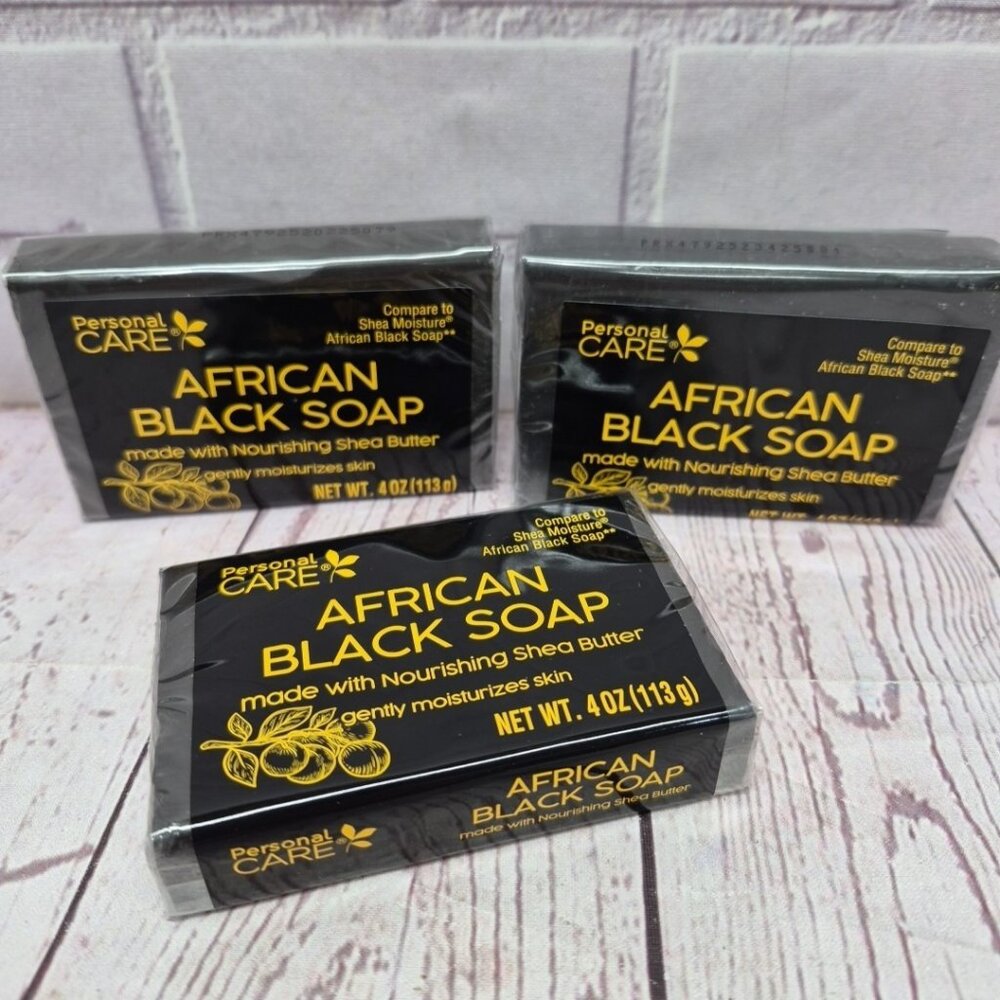 Personal Care African Black‎ Soap With Shea Butter  4oz Bar New, Lot Of 3 🔥